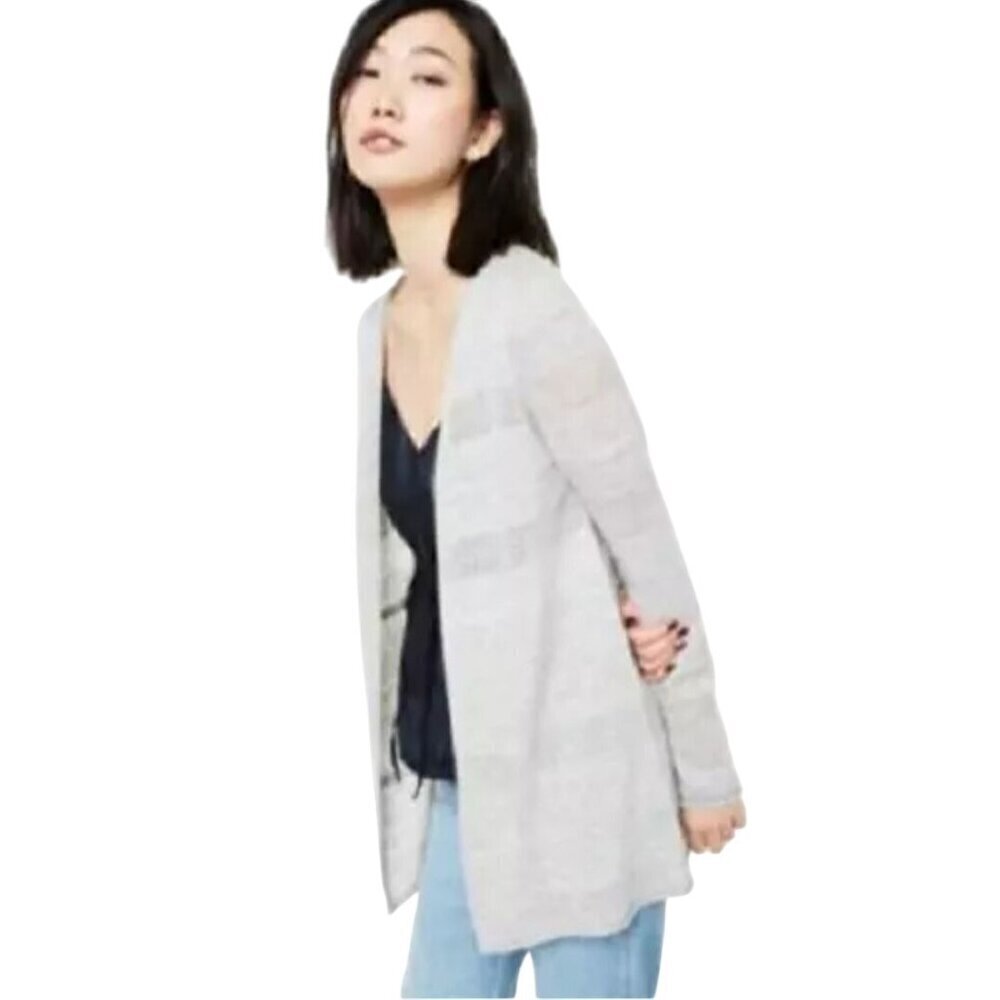 Charter Club Gray 100% Cashmere Lightweight Open Front Cardigan Sweater Size L